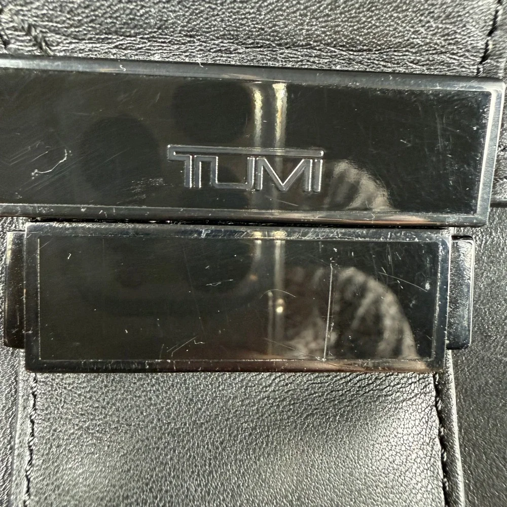 TUMI TICON 32602DT Slim Flap Briefcase Black Leather Nylon w Tablet Case